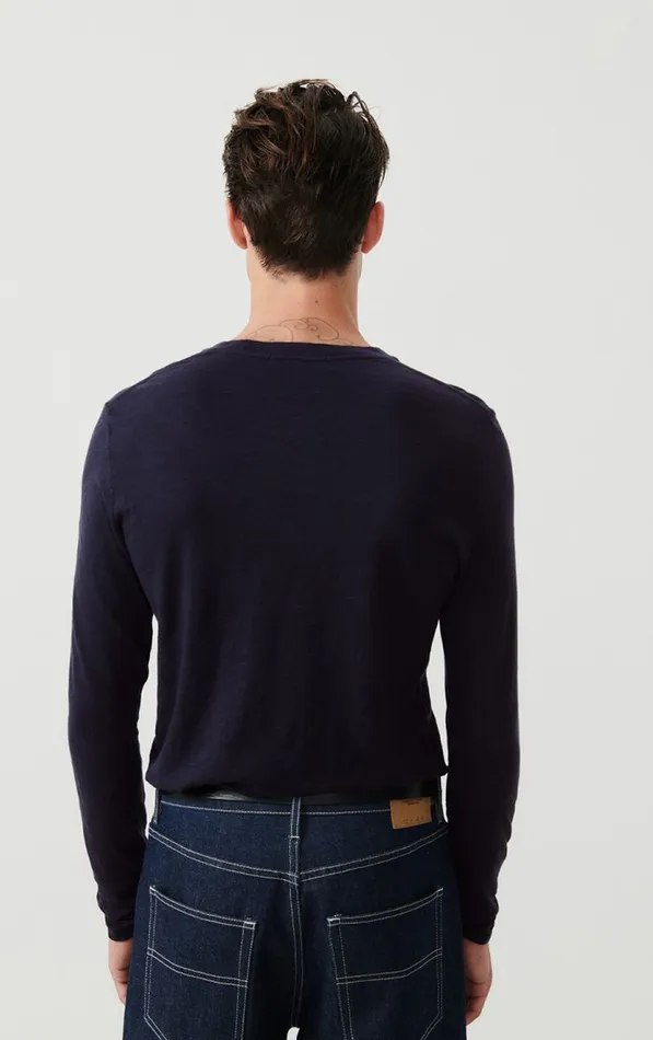 American Vintage Long Sleeve TShirts Men TShirt Bysapick Navy American Vintage Long Sleeve TShirts Men TShirt Bysapick Navy