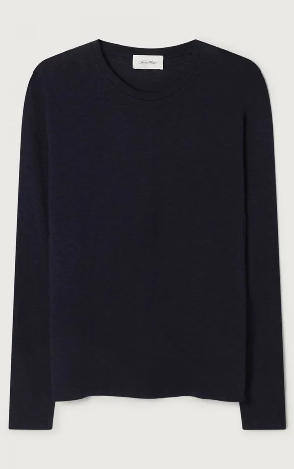 American Vintage Long Sleeve TShirts Men TShirt Bysapick Navy American Vintage Long Sleeve TShirts Men TShirt Bysapick Navy