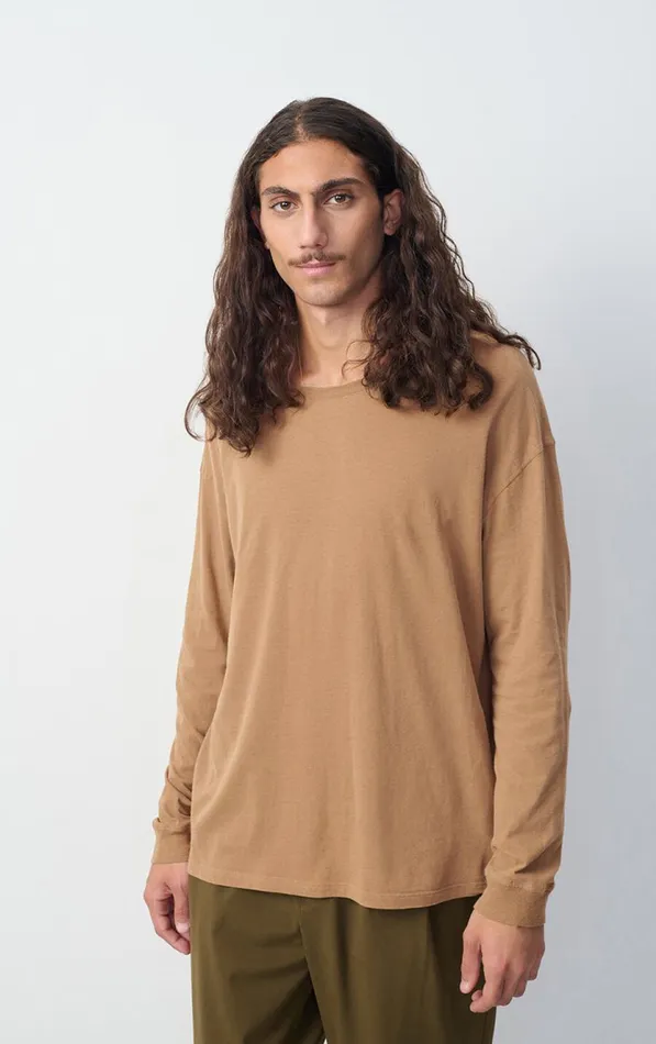 American Vintage Long Sleeve TShirts Men TShirt Gamipy Hazelnut