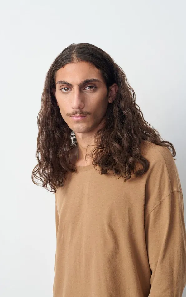 American Vintage Long Sleeve TShirts Men TShirt Gamipy Hazelnut