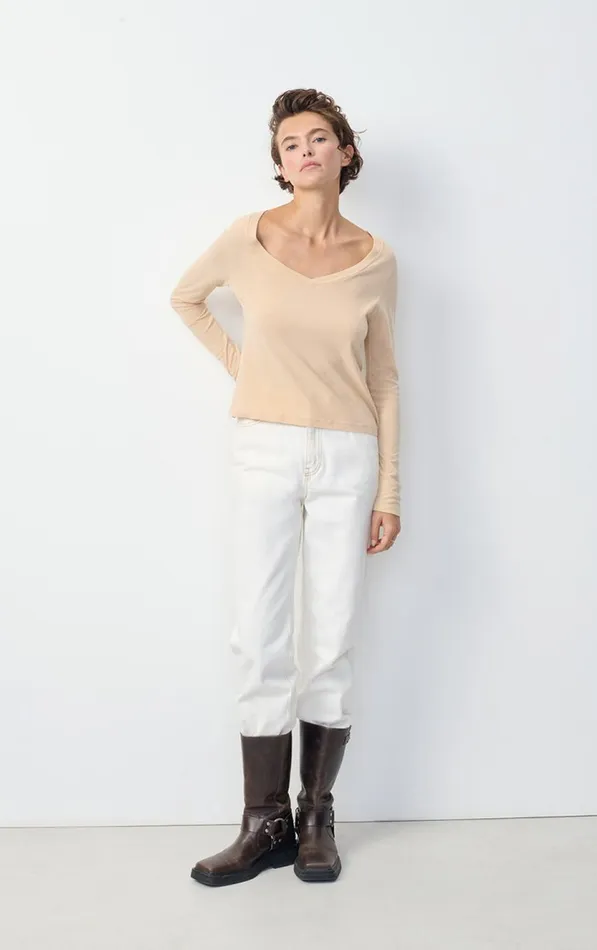 American Vintage Long Sleeve TShirts Women TShirt Gamipy Sand American Vintage Long Sleeve TShirts Women TShirt Gamipy Sand