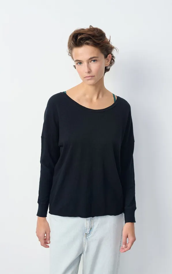American Vintage Long Sleeve TShirts Women TShirt Sonoma Black