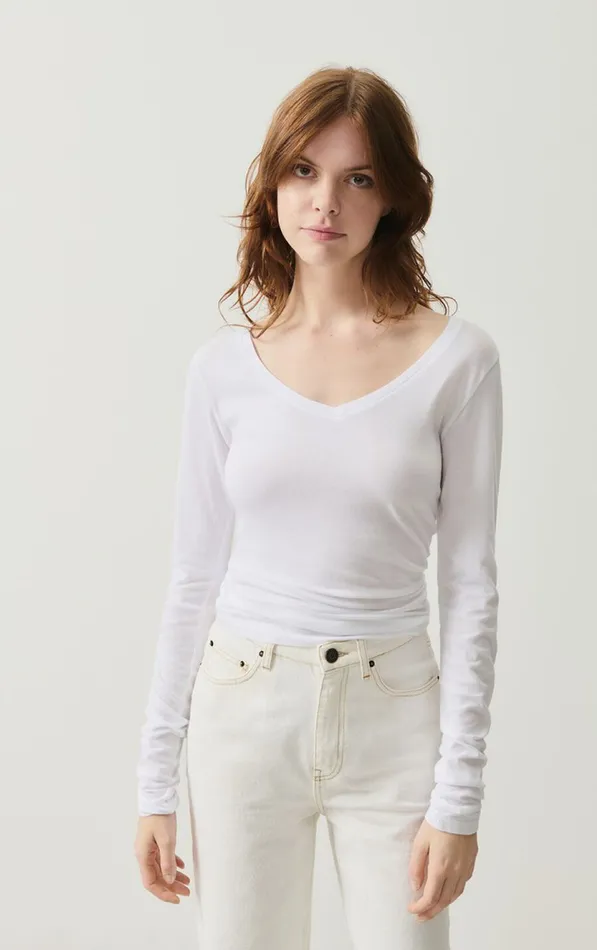 American Vintage Long Sleeve TShirts Women TShirt Xoubow White