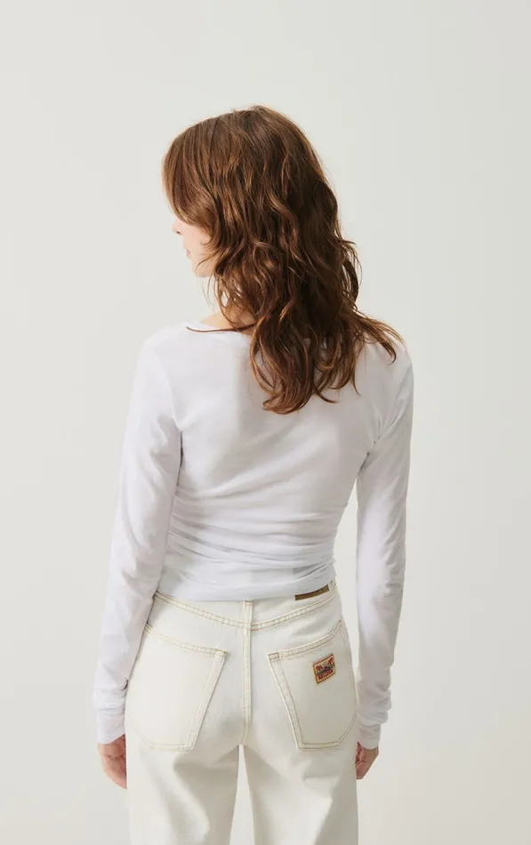 American Vintage Long Sleeve TShirts Women TShirt Xoubow White