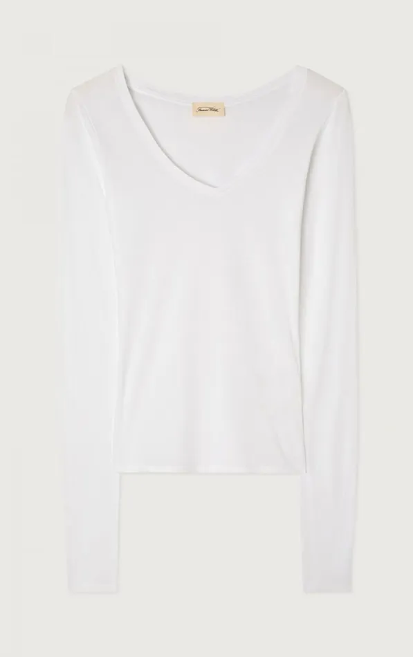 American Vintage Long Sleeve TShirts Women TShirt Xoubow White