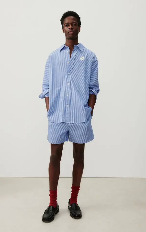 American Vintage Shirts Men Shirt Zatybay Aqua Stripes American Vintage Shirts Men Shirt Zatybay Aqua Stripes