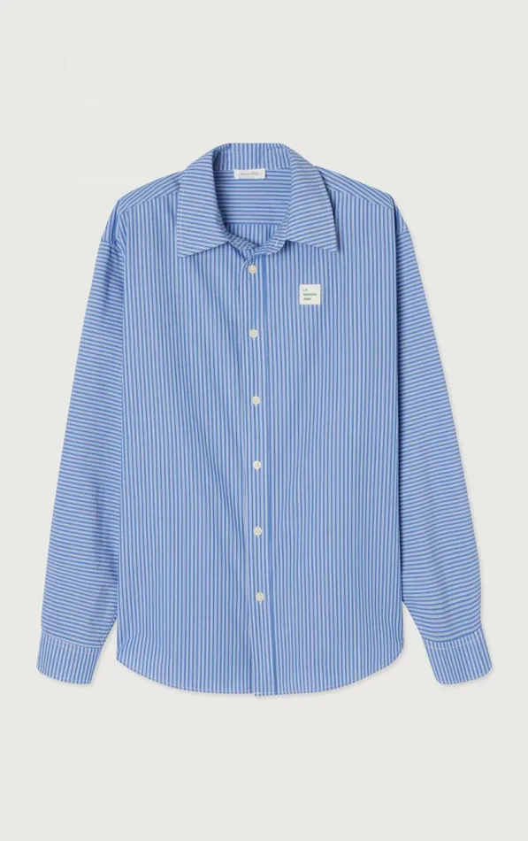 American Vintage Shirts Men Shirt Zatybay Aqua Stripes American Vintage Shirts Men Shirt Zatybay Aqua Stripes