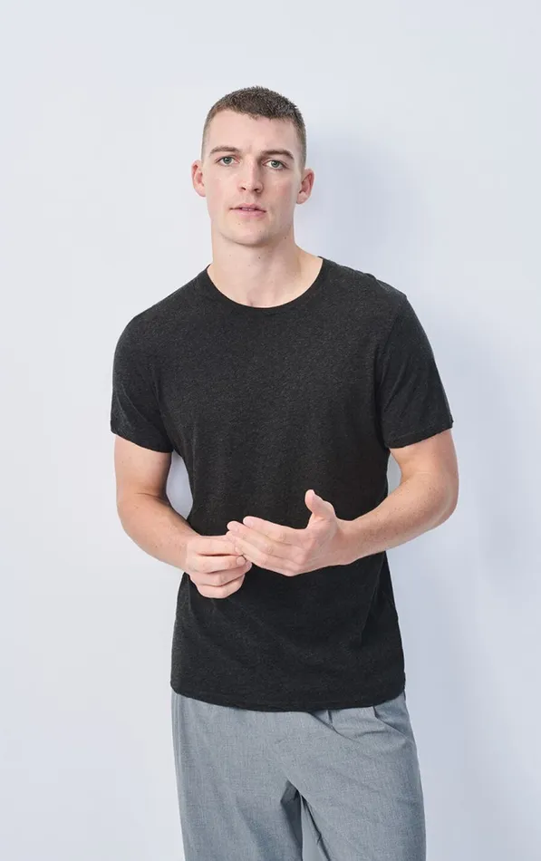American Vintage Short Sleeve TShirts Men TShirt Decatur Melange Charcoal