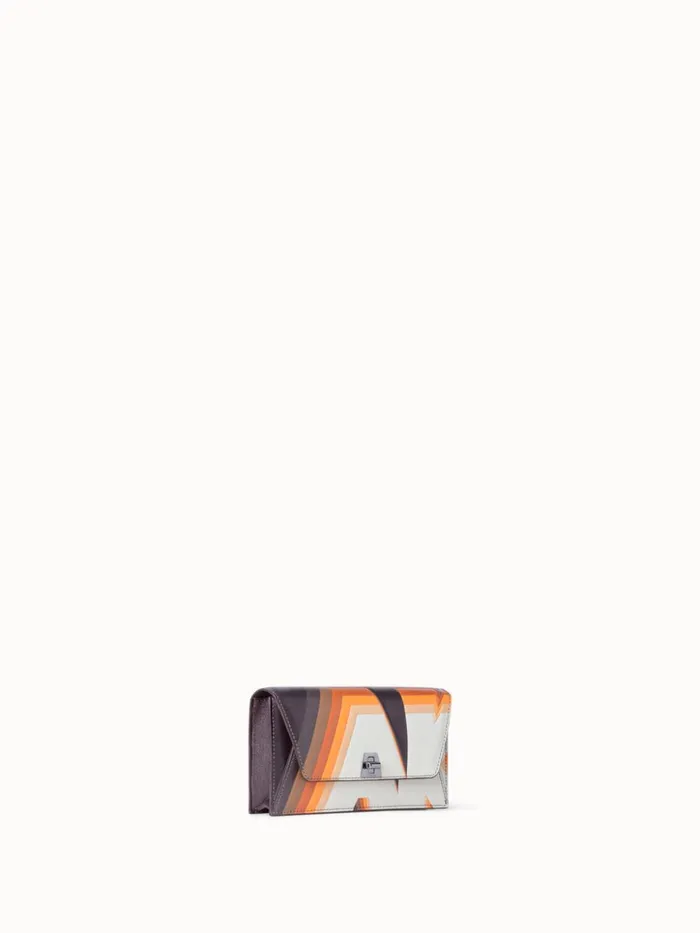 Anouk Clutch Bag In Leather With 3D Superimposed Letters Print Multicolor Women Akris Crossbody Bags