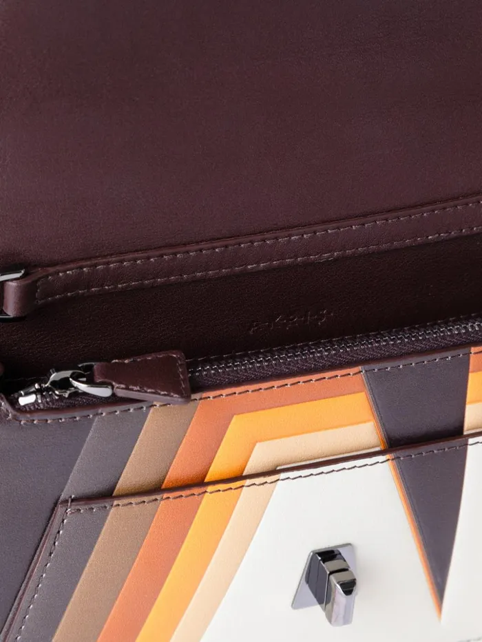 Anouk Clutch Bag In Leather With 3D Superimposed Letters Print Multicolor Women Akris Crossbody Bags