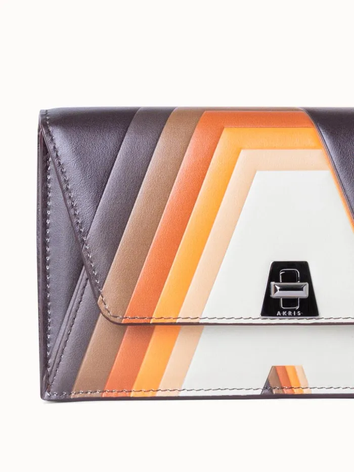 Anouk Clutch Bag In Leather With 3D Superimposed Letters Print Multicolor Women Akris Crossbody Bags
