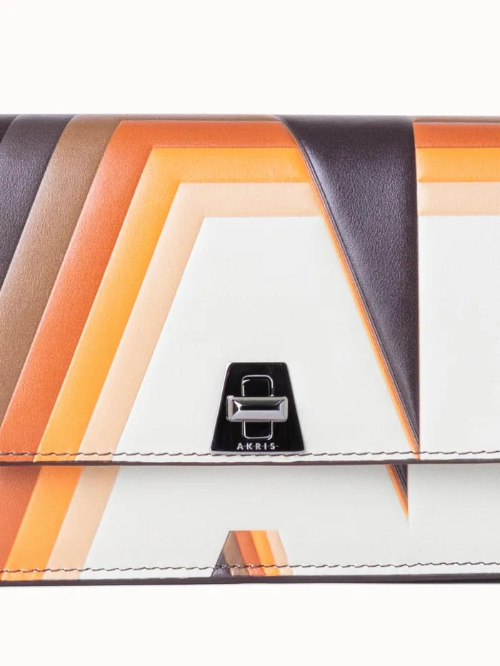 Anouk Clutch Bag In Leather With 3D Superimposed Letters Print Multicolor Women Akris Crossbody Bags