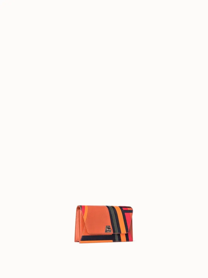 Anouk Clutch Bag In Zig Zag Trapezoid Leather Patchwork Multicolor Women Akris Crossbody Bags