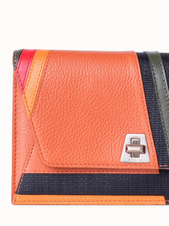 Anouk Clutch Bag In Zig Zag Trapezoid Leather Patchwork Multicolor Women Akris Crossbody Bags