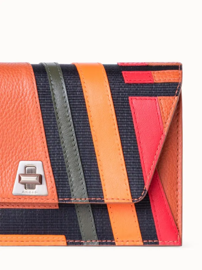 Anouk Clutch Bag In Zig Zag Trapezoid Leather Patchwork Multicolor Women Akris Crossbody Bags