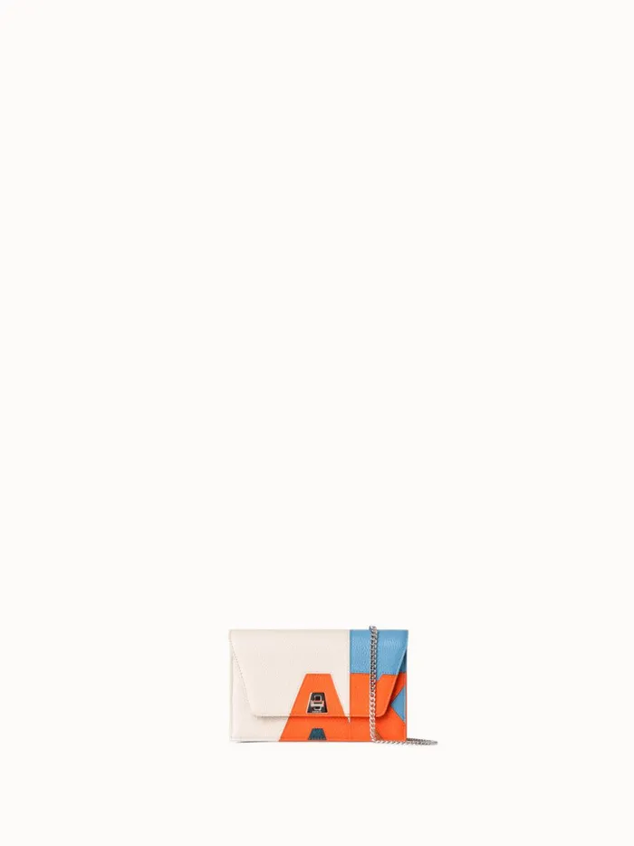 Anouk Envelope Bag In Leather Composed Letters Patchwork Multicolor Women Akris Crossbody Bags