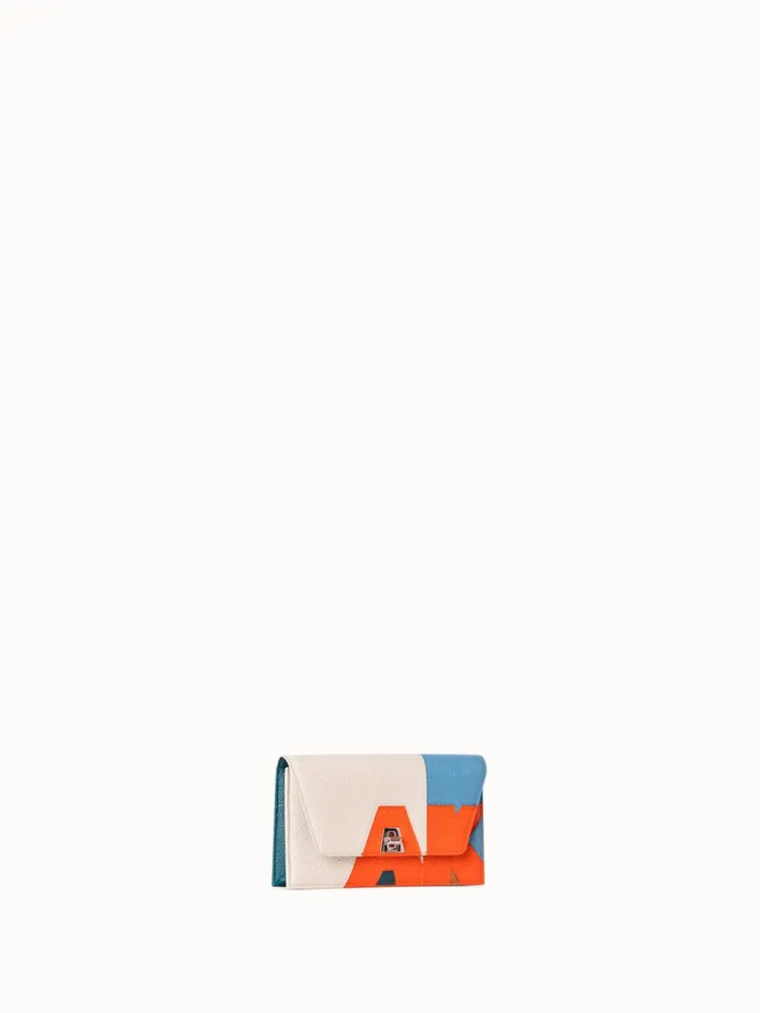 Anouk Envelope Bag In Leather Composed Letters Patchwork Multicolor Women Akris Crossbody Bags