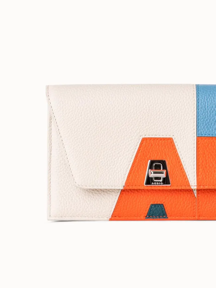Anouk Envelope Bag In Leather Composed Letters Patchwork Multicolor Women Akris Crossbody Bags