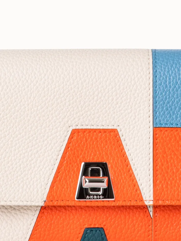 Anouk Envelope Bag In Leather Composed Letters Patchwork Multicolor Women Akris Crossbody Bags
