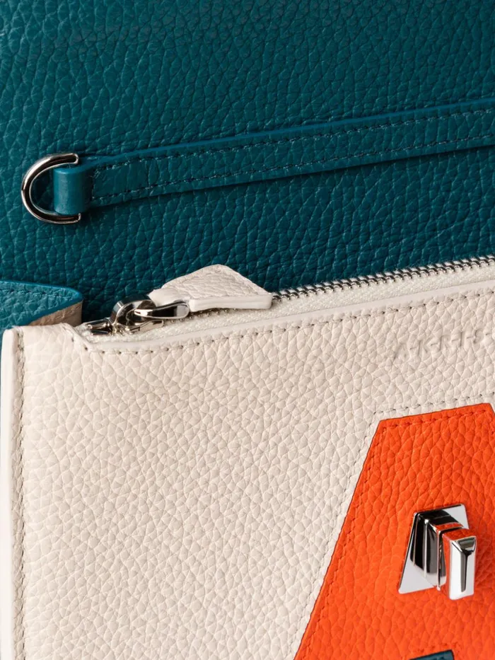 Anouk Envelope Bag In Leather Composed Letters Patchwork Multicolor Women Akris Crossbody Bags