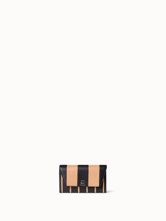 Anouk Envelope Bag In Leather Stripes Blackcordage Women Akris Crossbody Bags