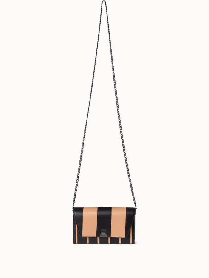 Anouk Envelope Bag In Leather Stripes Blackcordage Women Akris Crossbody Bags