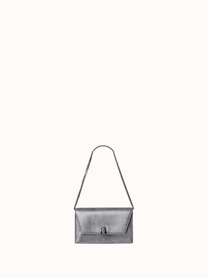 Anouk Envelope Bag In Leather With Lizard Lam Finish Inox Women Akris Clutches