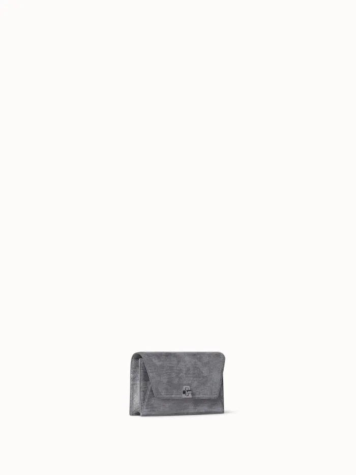 Anouk Envelope Bag In Leather With Lizard Lam Finish Inox Women Akris Clutches