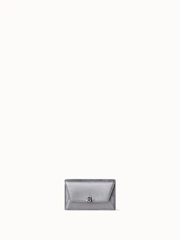 Anouk Envelope Bag In Leather With Lizard Lam Finish Inox Women Akris Clutches