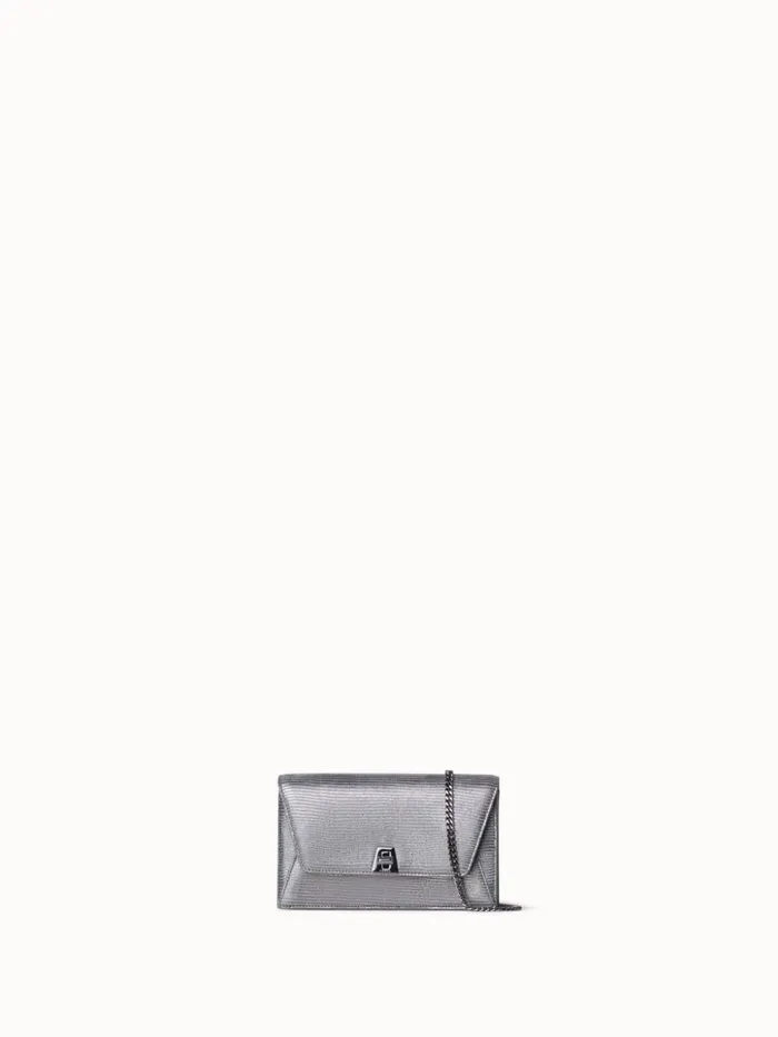 Anouk Envelope Bag In Leather With Lizard Lam Finish Inox Women Akris Shoulder Bags