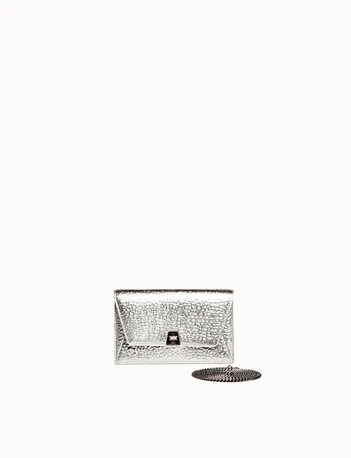 Anouk Envelope In Hammered Leather Inox Women Akris Mini Bags