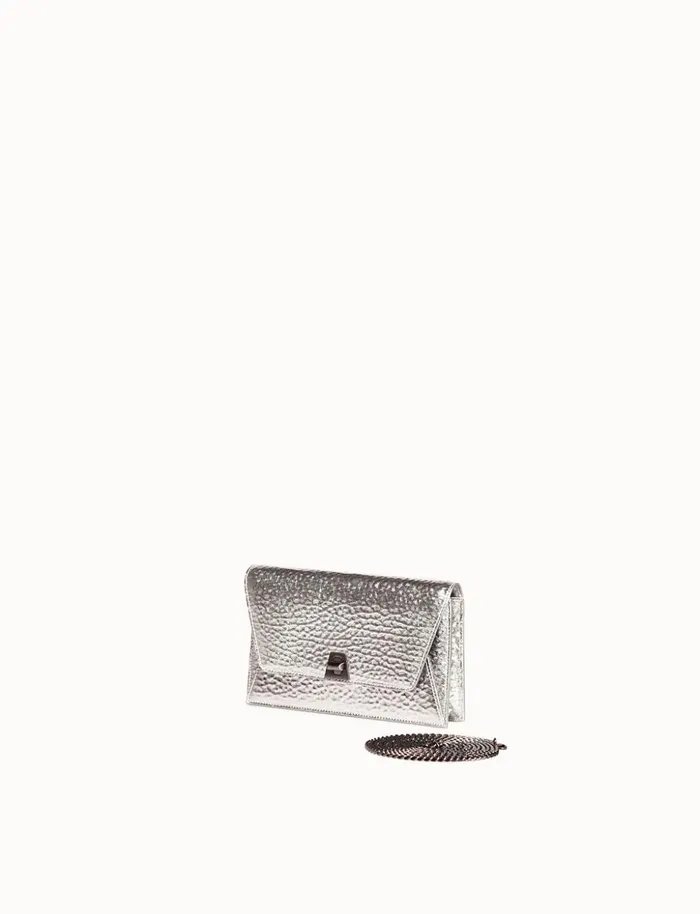 Anouk Envelope In Hammered Leather Inox Women Akris Mini Bags