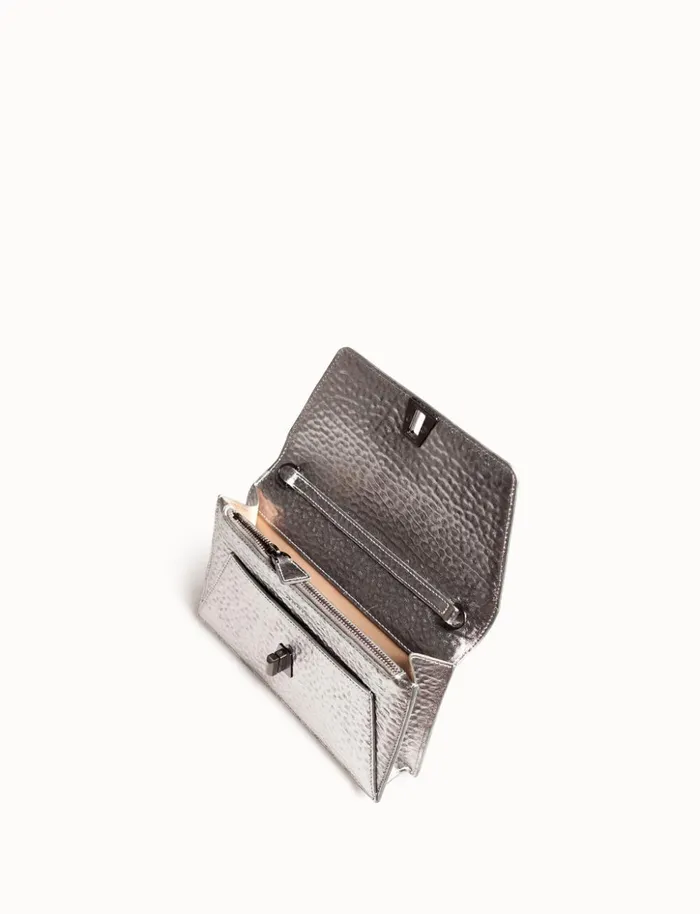 Anouk Envelope In Hammered Leather Inox Women Akris Mini Bags