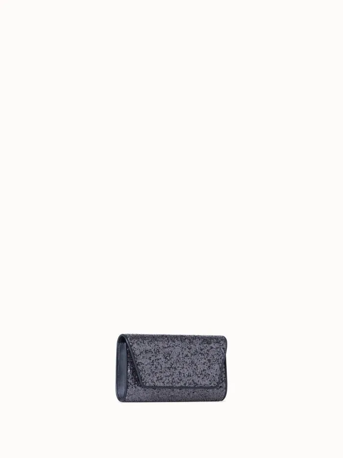 Anouk Mini Clutch In Sequins With Leather Trim Inox Women Akris Clutches