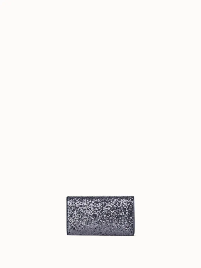 Anouk Mini Clutch In Sequins With Leather Trim Inox Women Akris Clutches