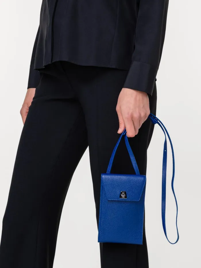 Anouk Phone Pouch In Cervocalf Leather Ocean Women Akris Mini Bags