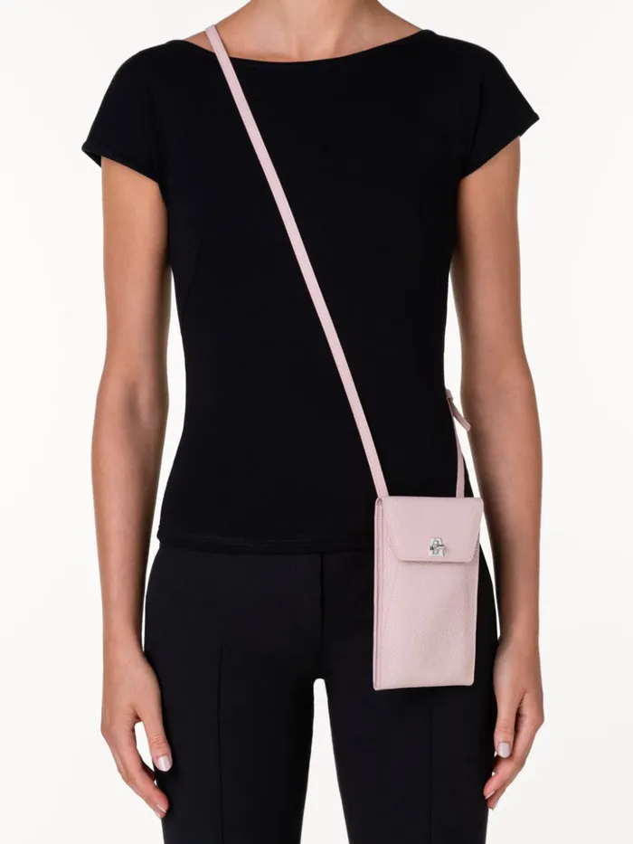 Anouk Phone Pouch In Cervocalf Leather Pale Rose Women Akris Phone Pouch