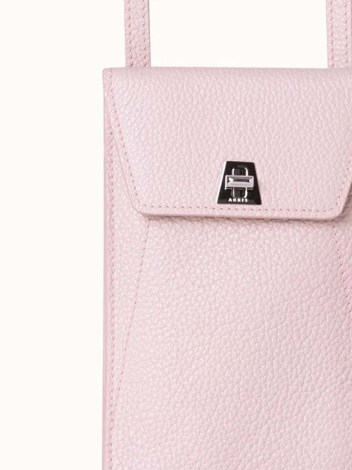 Anouk Phone Pouch In Cervocalf Leather Pale Rose Women Akris Phone Pouch