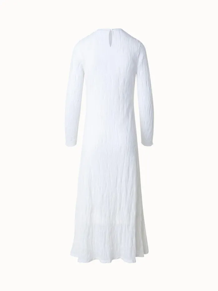 Asagao Knit Midi Dress In Fine Gauge Stretch Cotton Ecru Women Akris Knitwear