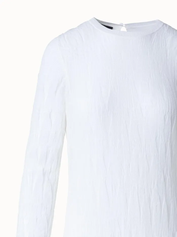 Asagao Knit Midi Dress In Fine Gauge Stretch Cotton Ecru Women Akris Knitwear
