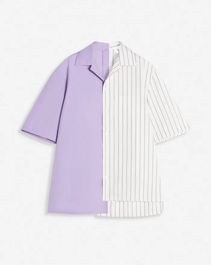 Asymmetrical Striped Shirt Whitepurple Men Lanvin Shirts