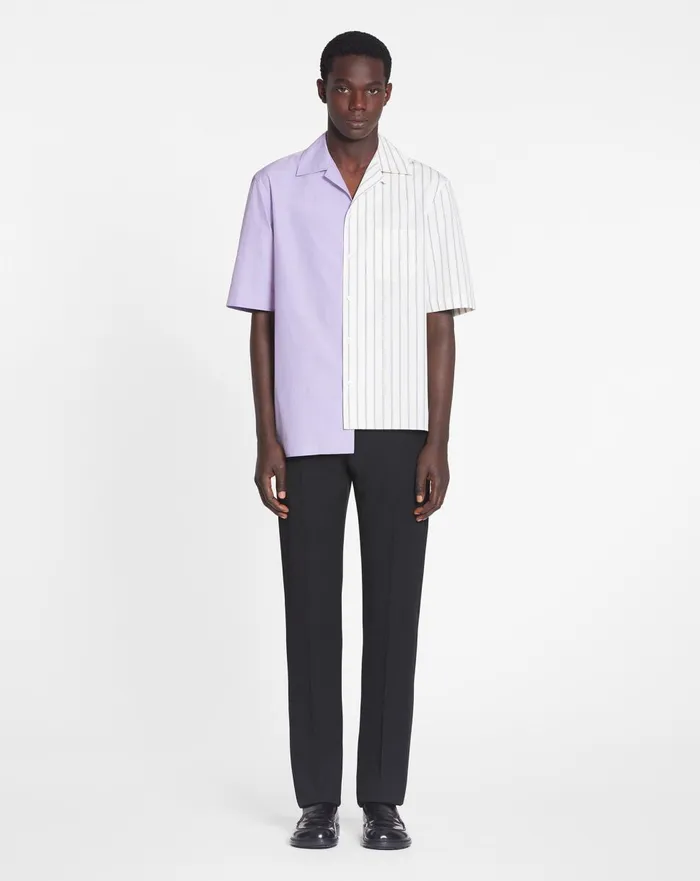 Asymmetrical Striped Shirt Whitepurple Men Lanvin Shirts Asymmetrical Striped Shirt Whitepurple Men Lanvin Shirts