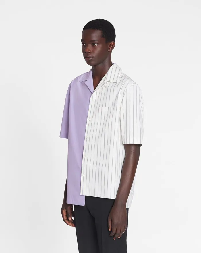 Asymmetrical Striped Shirt Whitepurple Men Lanvin Shirts Asymmetrical Striped Shirt Whitepurple Men Lanvin Shirts