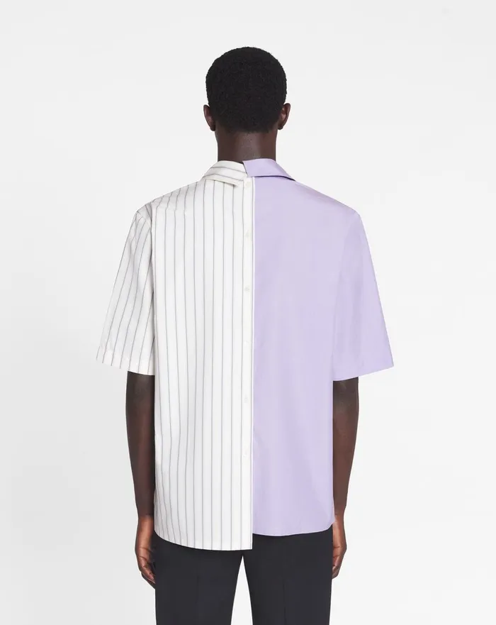 Asymmetrical Striped Shirt Whitepurple Men Lanvin Shirts Asymmetrical Striped Shirt Whitepurple Men Lanvin Shirts