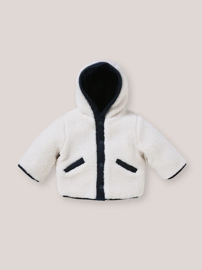 Baby Cyrillus Baby Boy Reversible Burnoose Jacket Ecru
