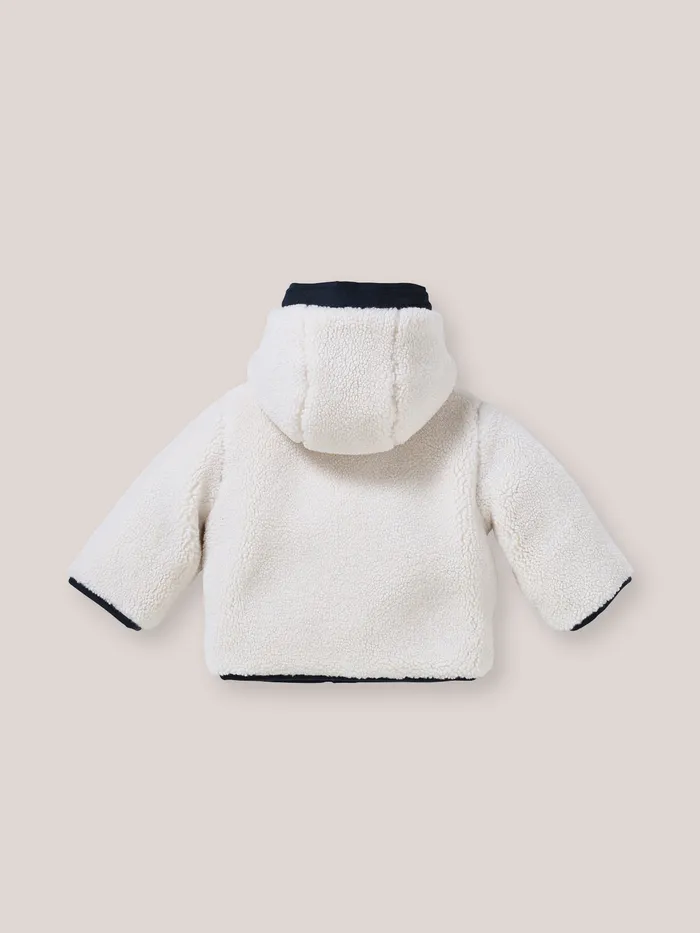 Baby Cyrillus Baby Boy Reversible Burnoose Jacket Ecru