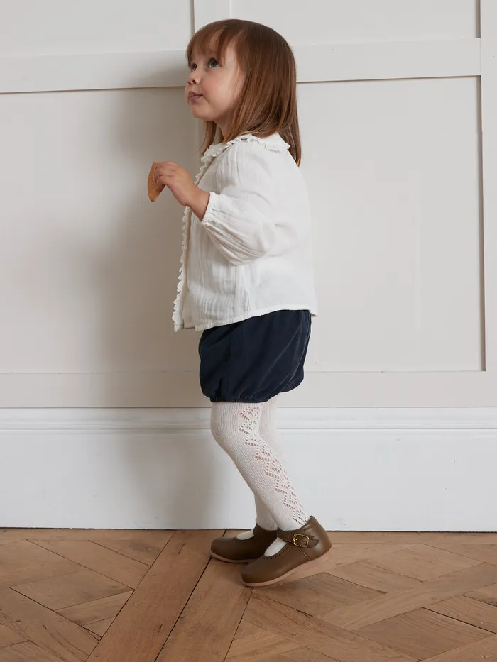 Baby Cyrillus Baby Girl Blouse In Double Cotton Gauze Ecru