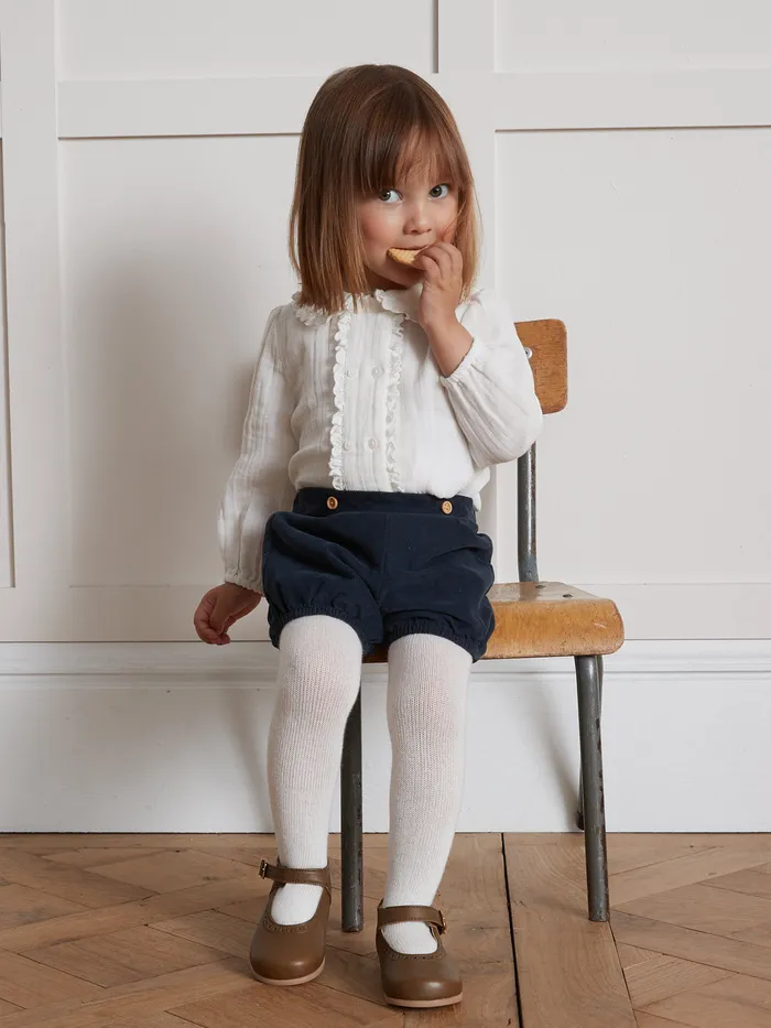 Baby Cyrillus Baby Girl Blouse In Double Cotton Gauze Ecru