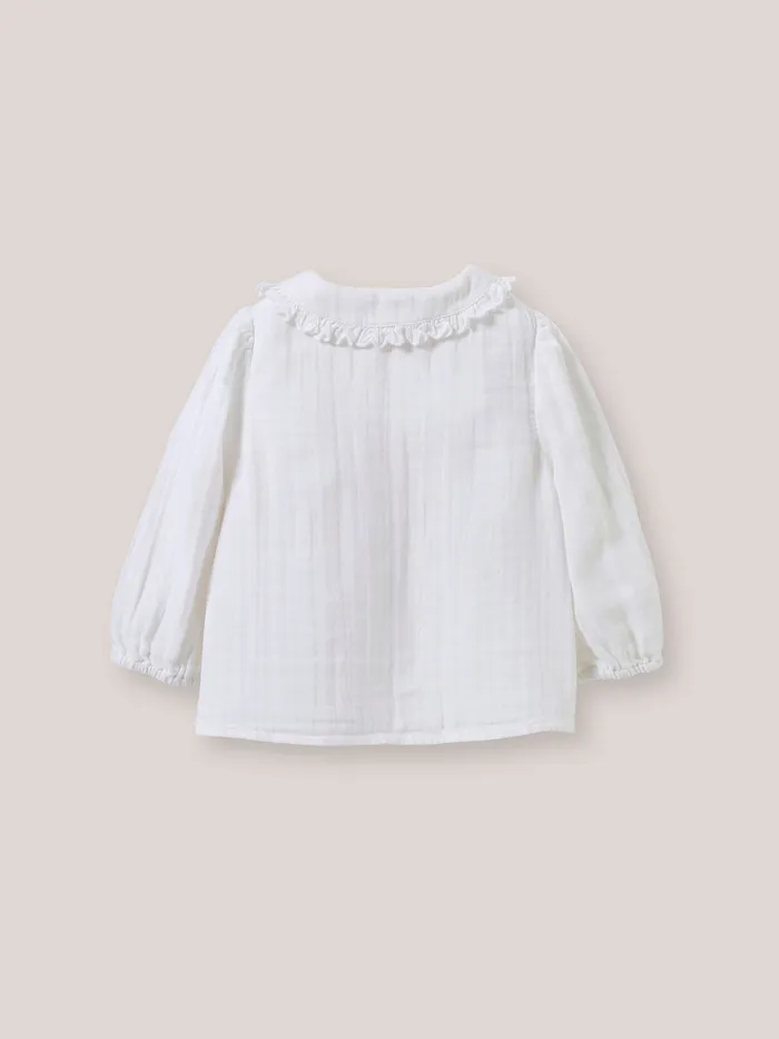 Baby Cyrillus Baby Girl Blouse In Double Cotton Gauze Ecru