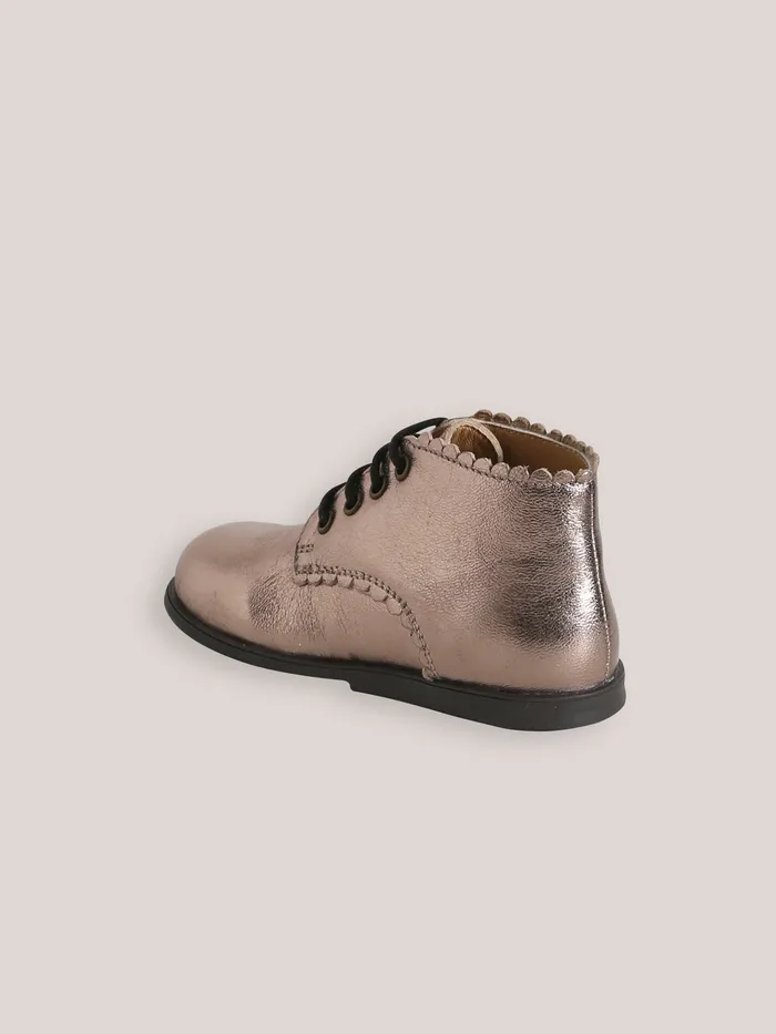 Baby Cyrillus Baby Girl Iridescent Leather Ankle Boots Mordore